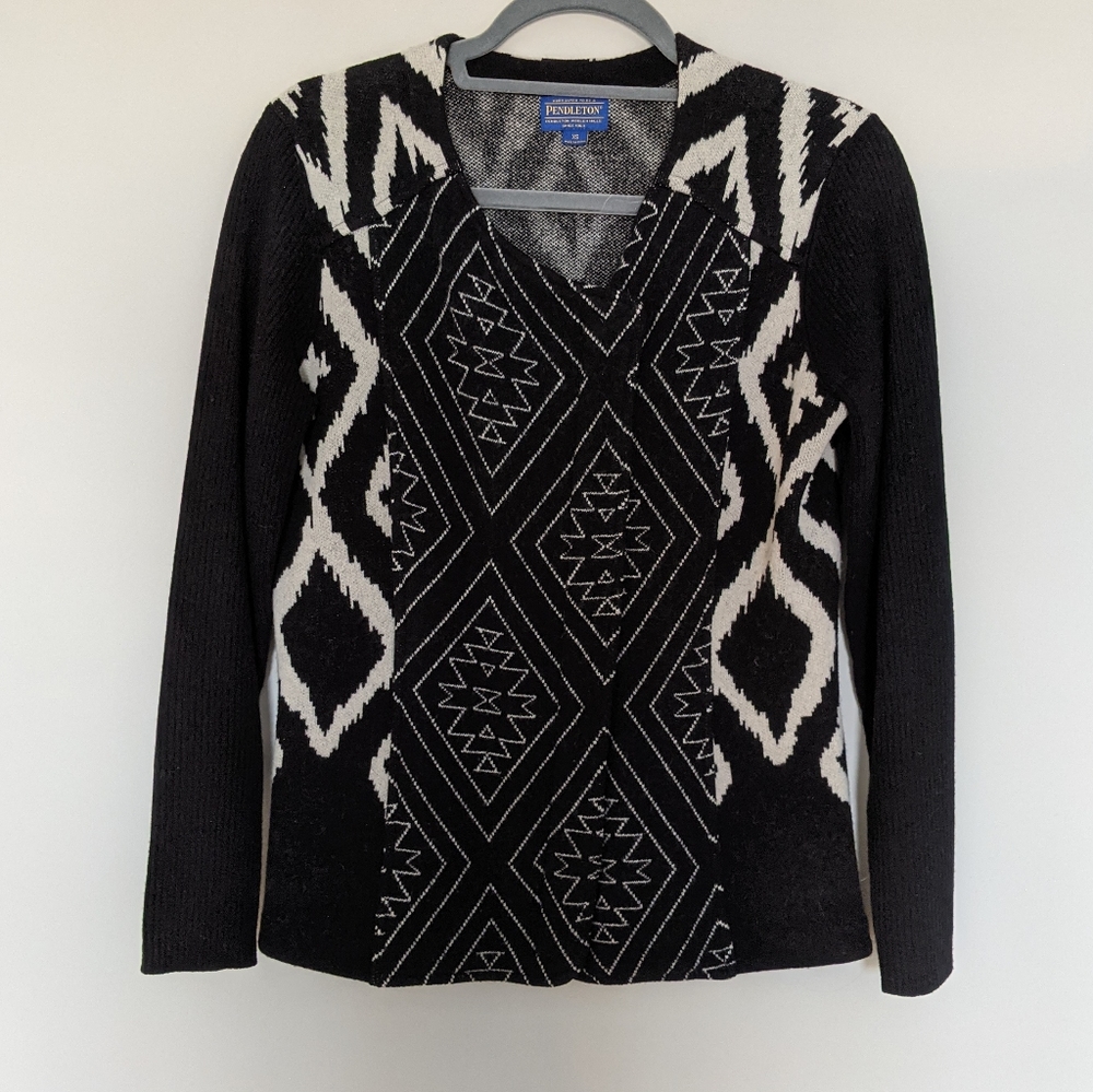 Pendleton Lamb Wool Moto Zip Up Aztec Asymmetrical Jacket Size XS